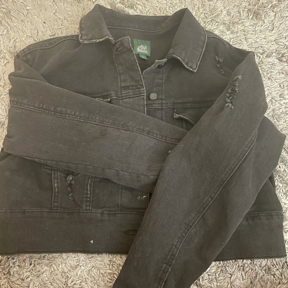 cropped black jean jacket
